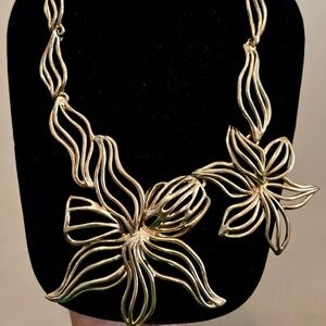 Oscar de la Renta Gold Floral Necklace and Earrings Set